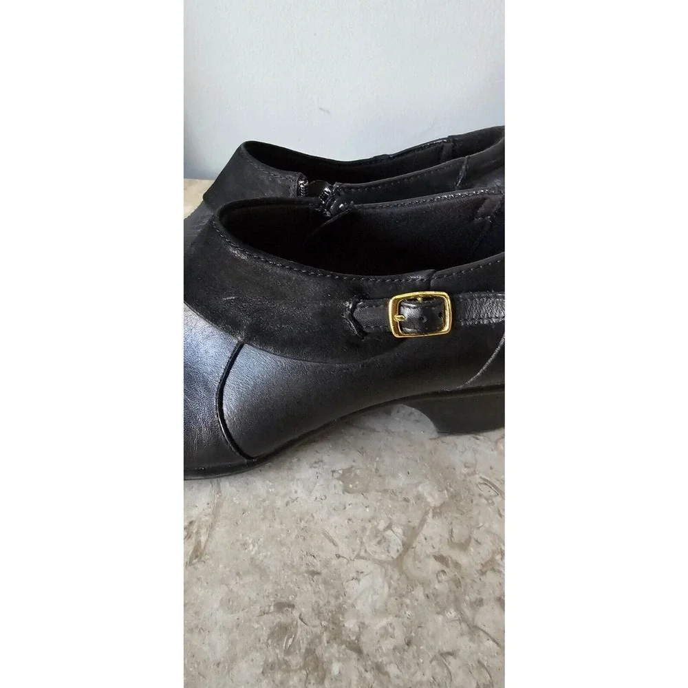Clarks Bendables Womens 9 M Black Leather Slip On Comfort Ankle Boots Booties - Picture 4 of 12